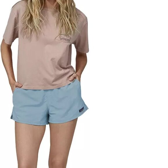 EUC Women Patagonia Barely Baggies Shorts Steam Blue L Drawstring Pockets - Picture 2 of 6